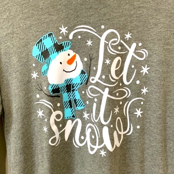 BELLA CANVAS WOMENS GRAY LONG SLEEVE LET IT SNOW SNOWMAN CHRISTMAS SHIRT SMALL - Picture 2 of 4